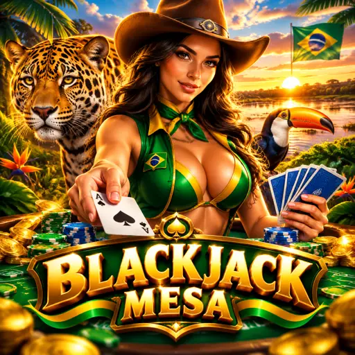 Mesa de blackjack online com cartas distribuídas e fichas de aposta